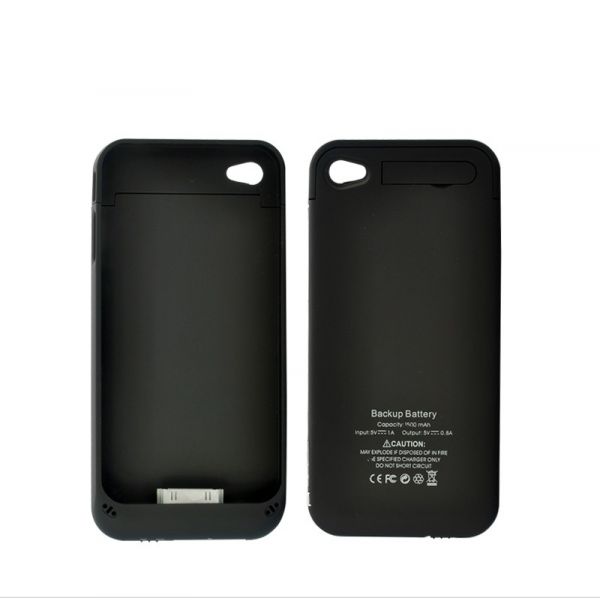 Coque, batterie et stand pour iPhone4 / 4S, 1500mAh, (Noir)