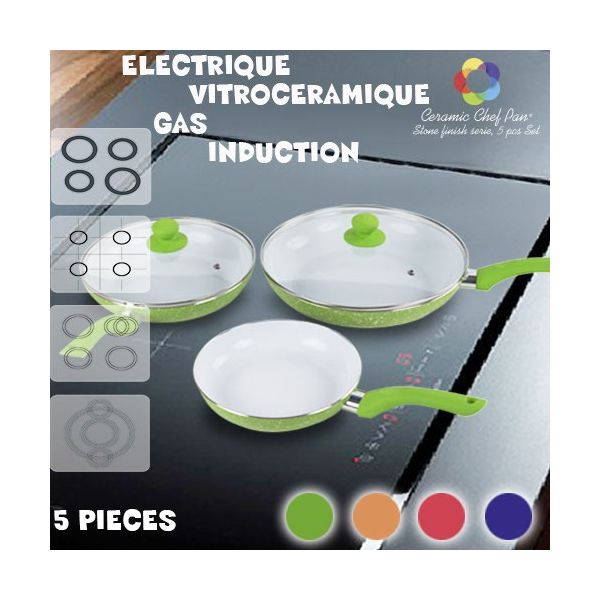 Achat Lot Poêles Céramique Chef Pan, 5 pcs à prix de gros, dropshipping