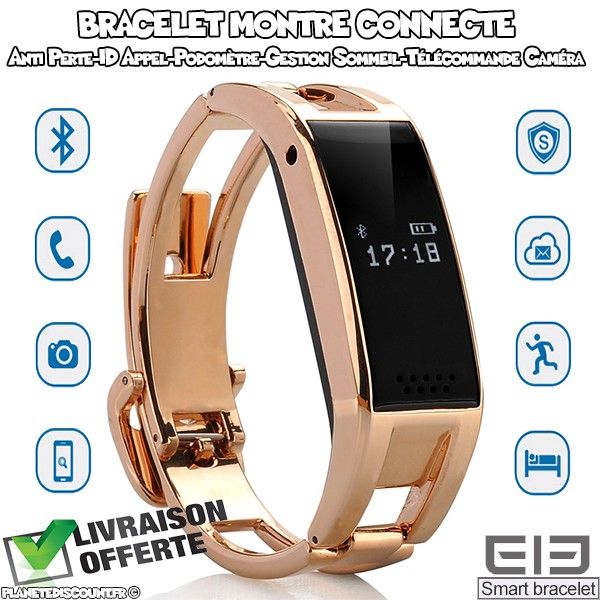 Bracelet montre connecté bluetooth - Sync SMS et contact, podomètre...