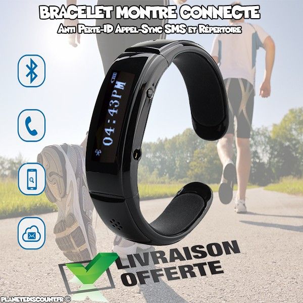 Bracelet montre Bluetooth - ID appel, Sync SMS, Anti Perte