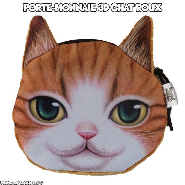Porte-monnaie chat roux 3D 