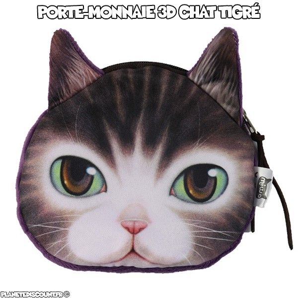 Porte monnaie 3D - chat tigré