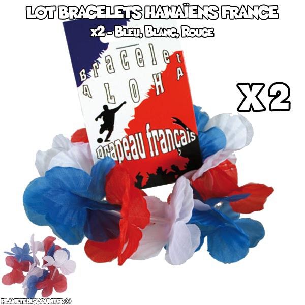 Lot de 2 bracelets hawaïens supporter France