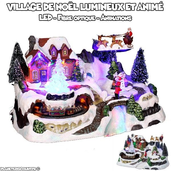 Village de Noël lumineux et animé - Train des neiges