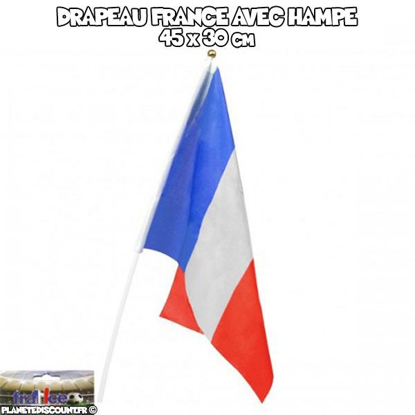 Drapeau avec baguette - FRANCE 45 x 30 cm