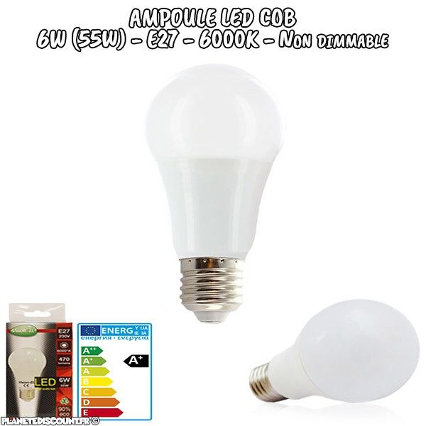 Ampoule LED COB - E27 - 6W - Blanc froid