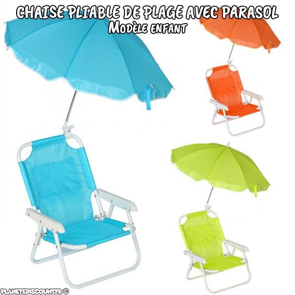 Chaise pliante de plage avec parasol enfant
