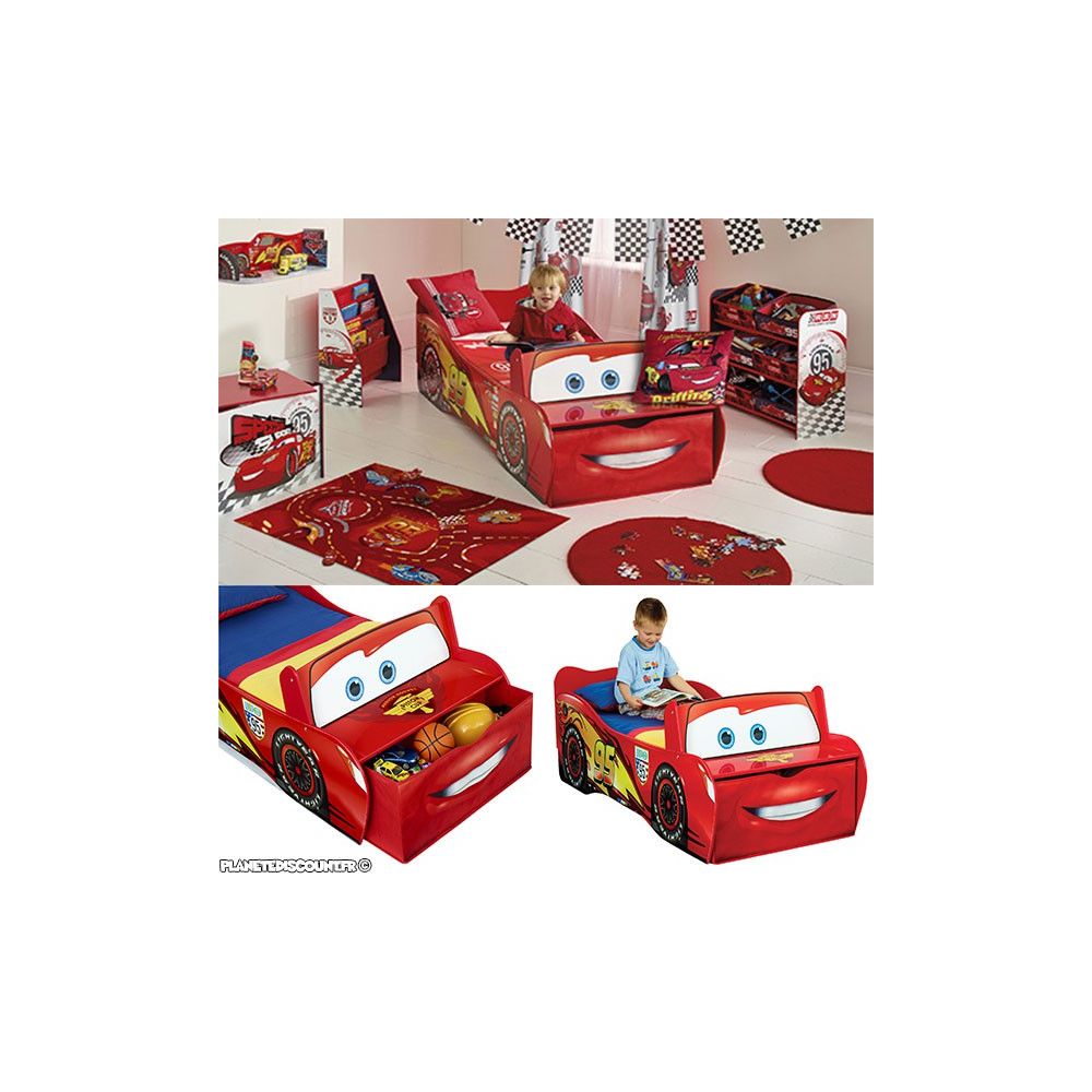 Cars lit enfant flash mcqueen avec rangement - 140 x 70cm - Lit enfant -  Achat & prix