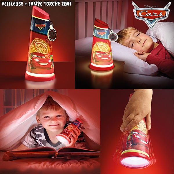 Veilleuse lampe torche Cars 2 en 1 Go Glow