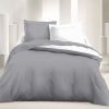 Parure de couette réversible microfibre 240 x 220 cm Gris clair Blanc