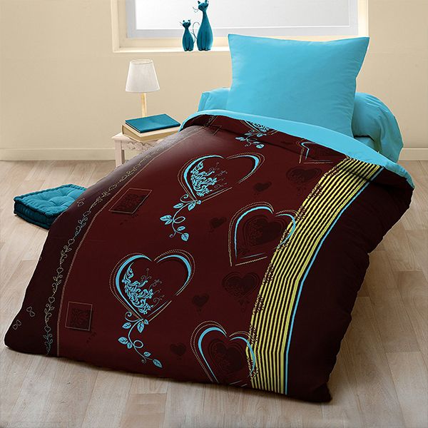 Housse de couette microfibre 140x200 cm Coeur