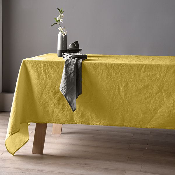 Nappe 160x250 Lin métis - Jaune moutarde