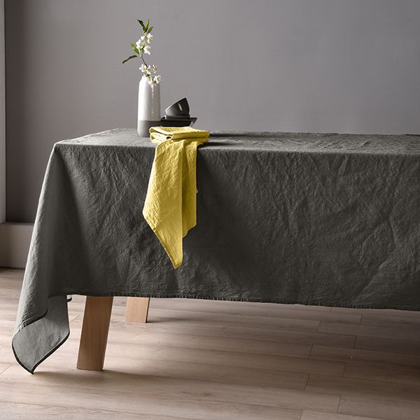 Nappe 160x160 Lin métis - Gris foncé