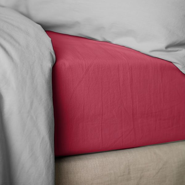 Drap housse 140x190 cm Percale Framboise