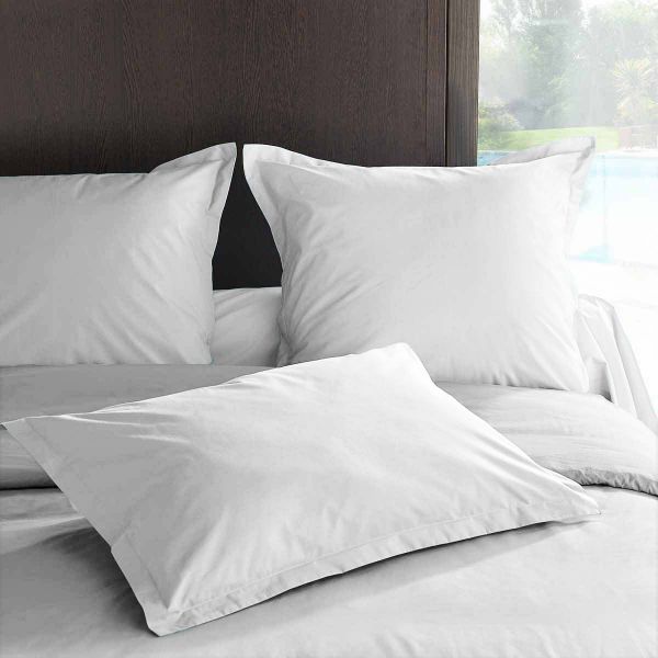 Taie d'oreiller 50x70 avec volant Percale Blanc