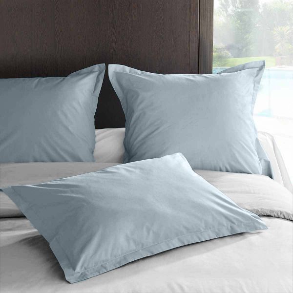 Taie d'oreiller 50x70 avec volant Percale Pearl Blue