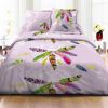 Parure housse de couette coton Plume Parme