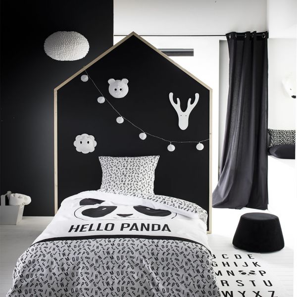 Parure housse de couette coton Hello Panda Today 140x200 cm