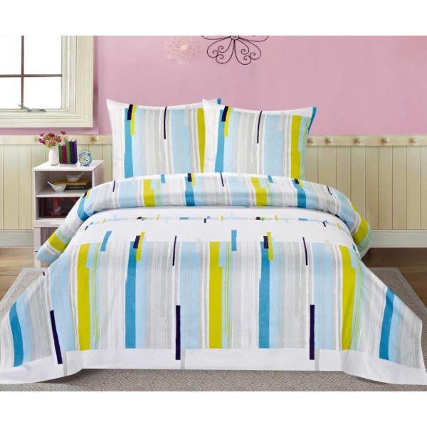 Parure de couette microfibre Pluie Bleu 220x240 cm