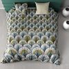 Parure housse de couette réversible 100% coton 57 fils Paon