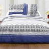 Parure de couette 100% Coton 57 fils 240x260 cm Jacquard Bleu