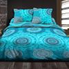 Parure de couette 100% Coton 57 fils 220x240 cm Mandala Turquoise