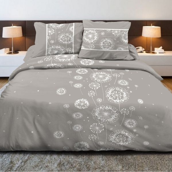 Parure de couette 100% Coton 57 fils 220x240 cm Agris Gris