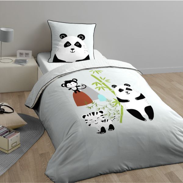 Parure de couette 100% Coton 57 fils 140x200 cm Panda