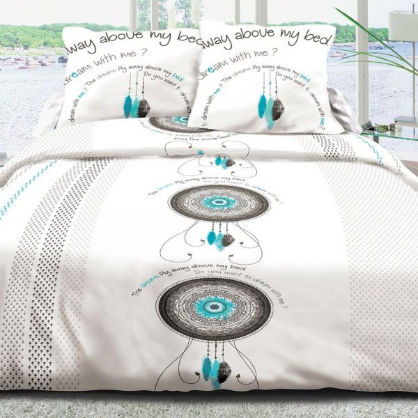 Parure de couette 100% Coton 57 fils 220x240 cm Dream Turquoise