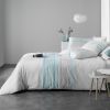 Housse de couette Coton Azurea Turquoise et taie d'oreiller