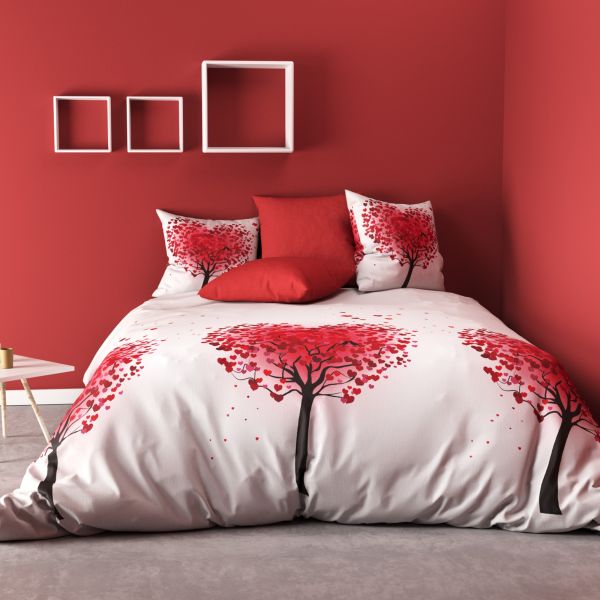 Housse de couette Coton Love Tree et taie d'oreiller