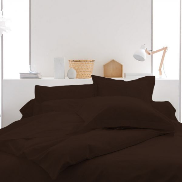 Housse de couette 100% Coton 57 fils Marron 220x240