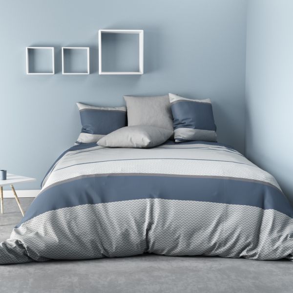 Housse de couette Polyester Ignhor Bleu et taie d'oreiller