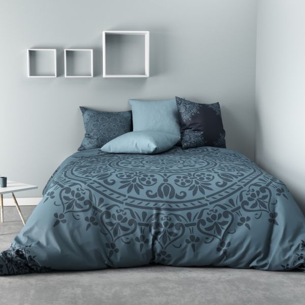 Housse de couette 100% Coton Mandala et taie d'oreiller
