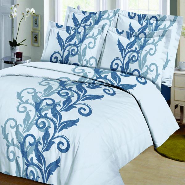 Housse de couette Coton Acante Bleu et taie d'oreiller