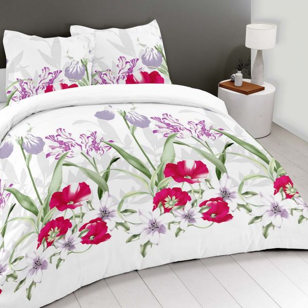 Parure de couette 100% Coton 57 fils Iris