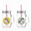 Verre licorne fun avec anse paille et couvercle 500 ml - set de 2