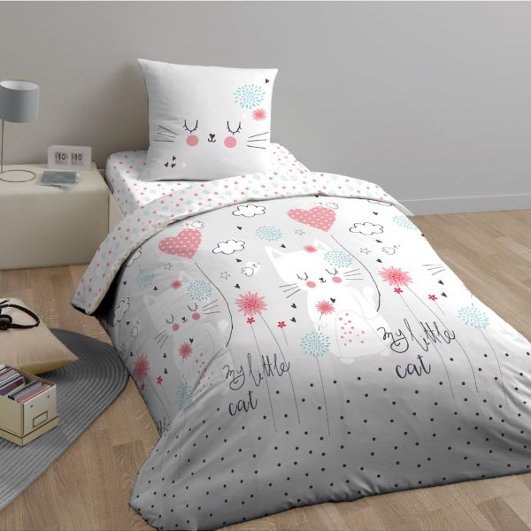 Parure de couette fille 140x200 cm 100% Coton 57 fils Chouchou