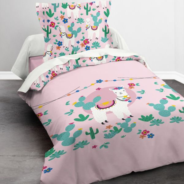 Parure de couette pour enfant 140x200 cm 100% Coton 57 fils TODAY Lama