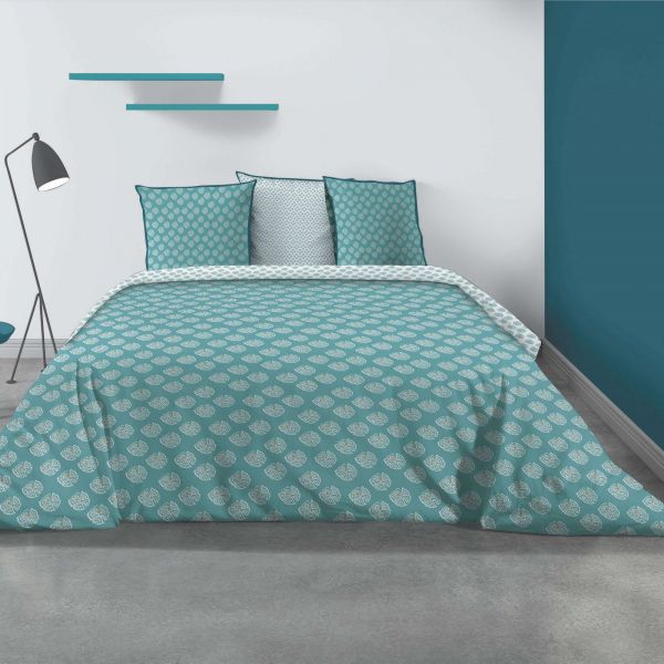 Parure de lit - Housse de couette 100% Coton 57 fils Kady Blue