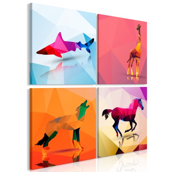 Tableau Geometric Animals 4 Pièces