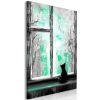 Tableau Longing Kitty 1 Pièce Vertical Green