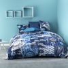 Parure de lit - Housse de couette 100% Coton 57 fils Eventail Bleu