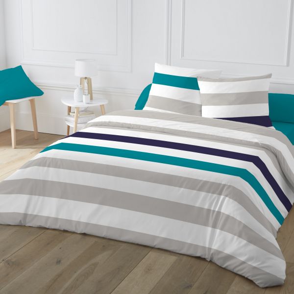 Parure de lit - Housse de couette 100% Coton 51 fils Jysse Emeraude