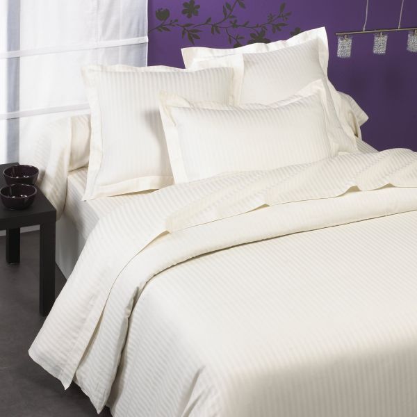 Housse de couette 240x260 + 2 taies d'oreiller Satin de Coton Johanna Talc