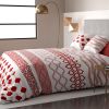 Housse de couette 240x260 + 2 taies d'oreiller 100% coton Geometrique Rouge