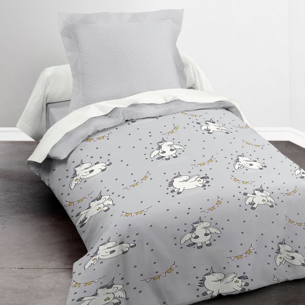 Housse de couette 140x200 + 1 taie d'oreiller 100% coton Happy 1.3