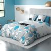 Housse de couette 140x200 + 1 taie d'oreiller 100% coton Pussycat Blue