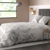 Housse de couette et taie d'oreiller coton Chabby Chic Gris Clair