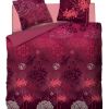 Housse de couette et taie d'oreiller coton Japonisant Bordeaux 2